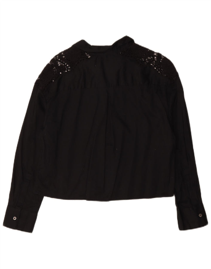 Bluză cămașă pentru femei Marks & Spencer UK 12, bumbac mediu negru