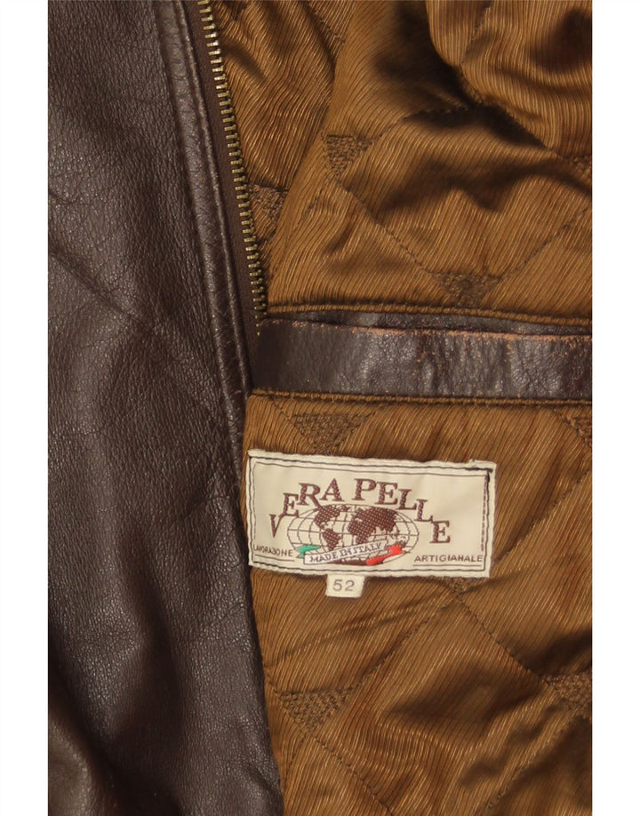 Jachetă militară din piele vintage pentru bărbați IT 52 XL din piele maro
