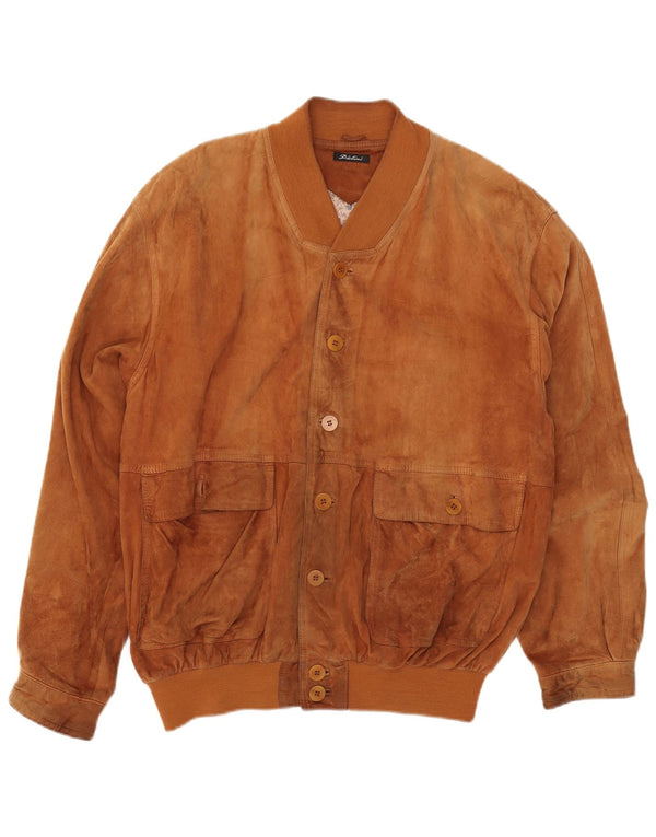 Pielini Mens Suede Bomber Jacket IT 56 3XL Beige