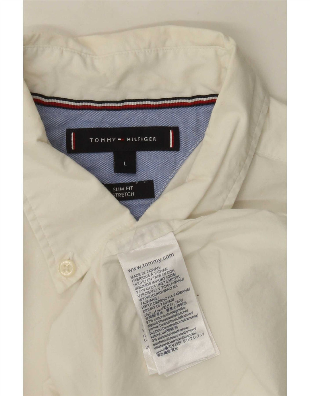 Cămașă pentru bărbați Tommy Hilfiger Slim Fit, mare, alb, bumbac