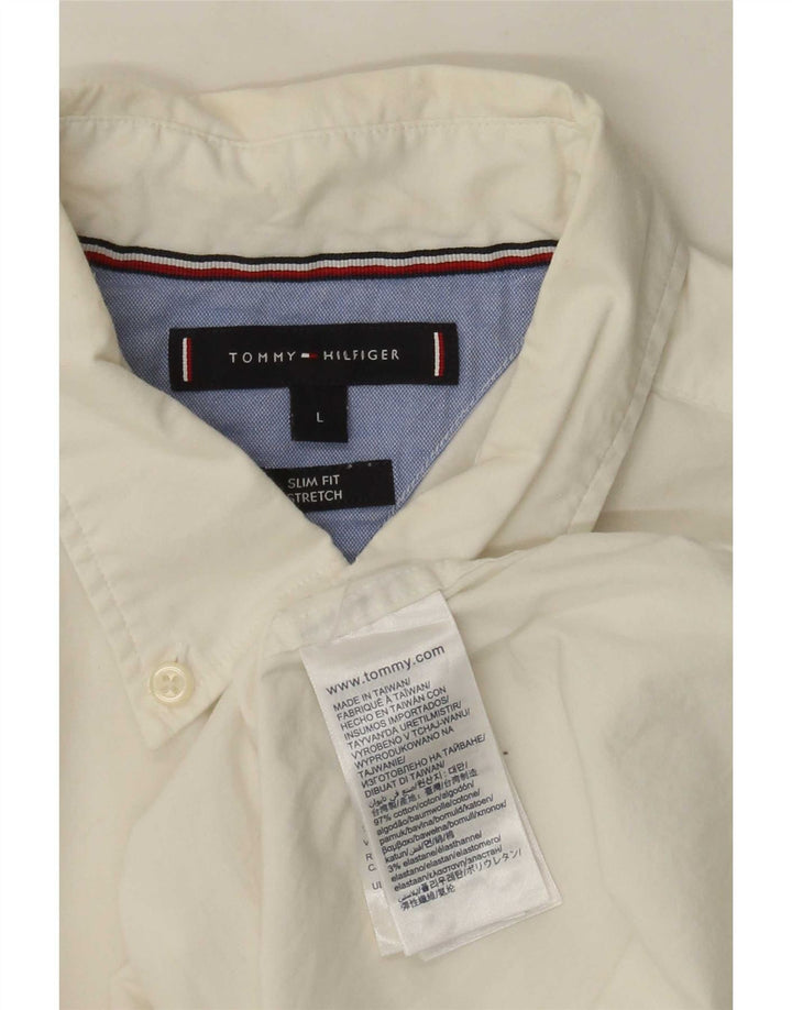 Cămașă pentru bărbați Tommy Hilfiger Slim Fit, mare, alb, bumbac