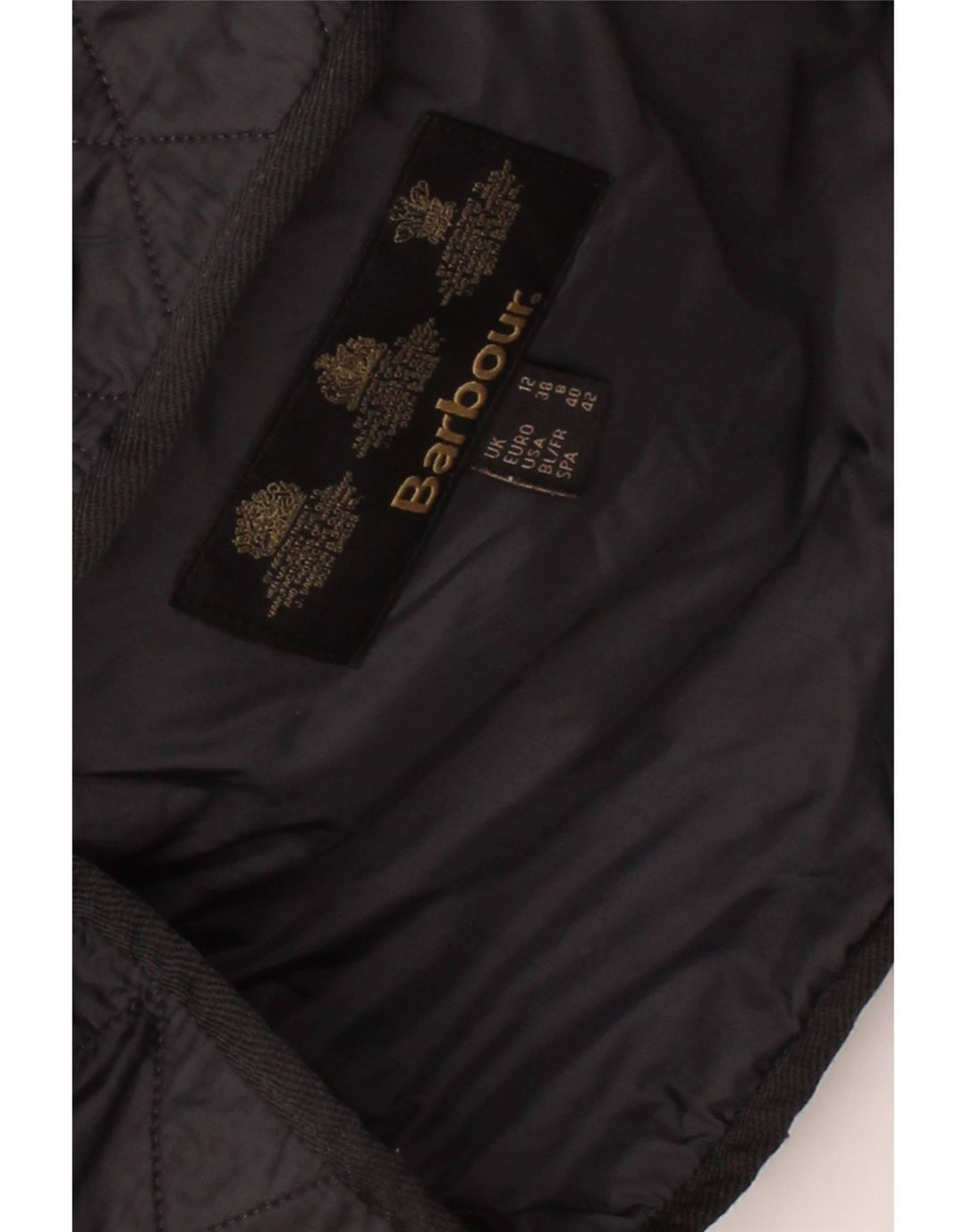 BARBOUR Womens Quilted Jacket UK 12 Medium Navy Blue Vintage Barbour and Second-Hand Barbour from Messina Hembry 