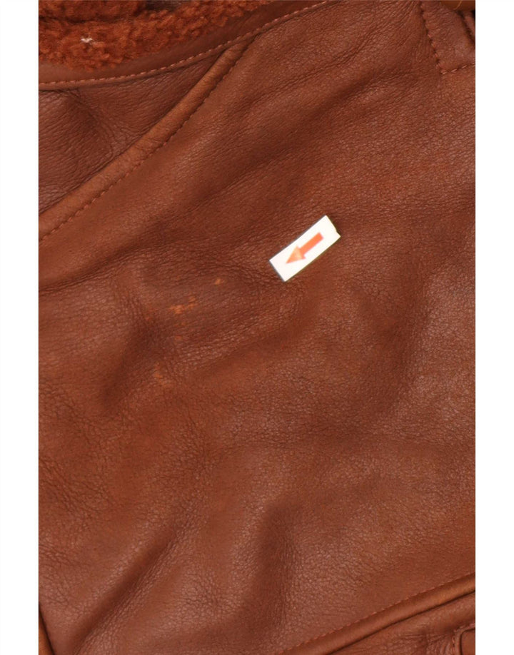 Jachetă din shearling supradimensionată pentru femei Vintage EU 42 Maro mare