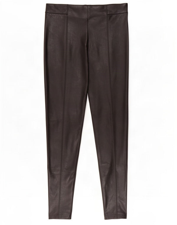 Leggings din piele artificială pentru femei Marks & Spencer UK 14 Poliester negru mare