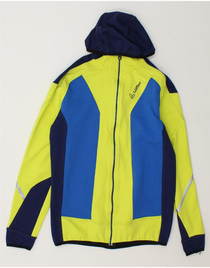LOFFLER Mens Hooded Tracksuit Top Jacket Medium Yellow Colourblock Vintage Loffler and Second-Hand Loffler from Messina Hembry 