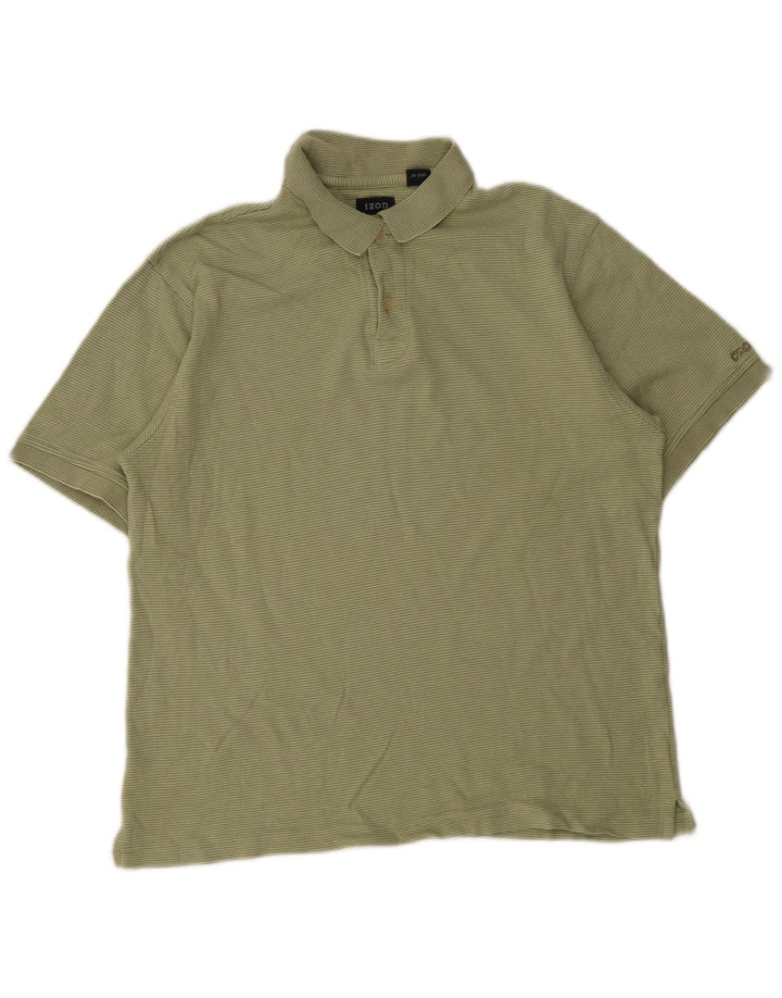 Tricou polo Izod pentru bărbați, bumbac cu dungi verde mediu