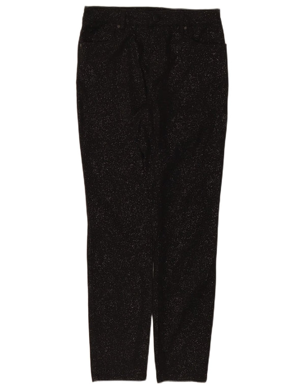 Phase Eight Pantaloni casual subțiri pentru femei UK 12 Medium W30 L29 Negru cu pete