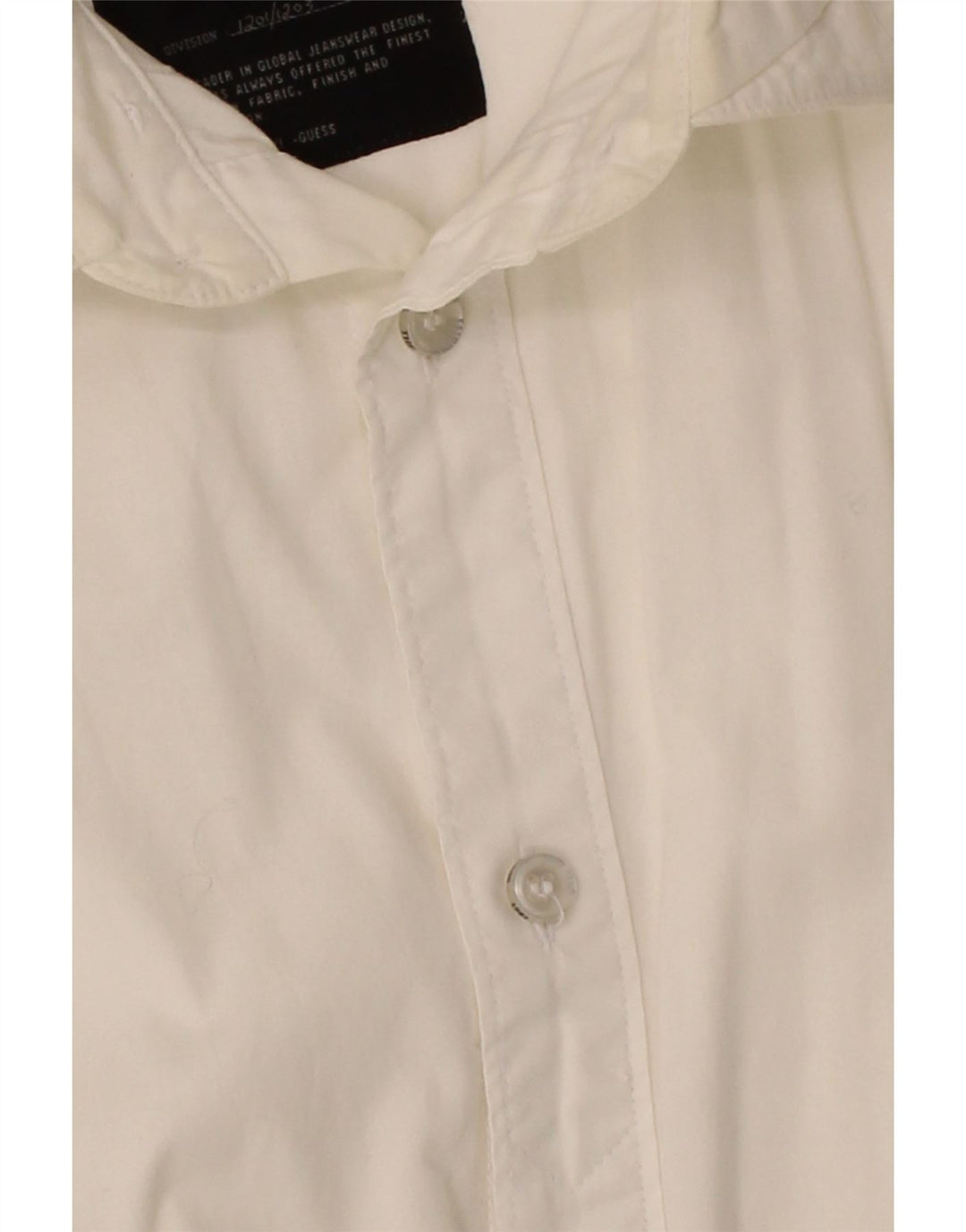 GUESS Mens Slim Fit Shirt Large White Cotton Vintage Guess and Second-Hand Guess from Messina Hembry 