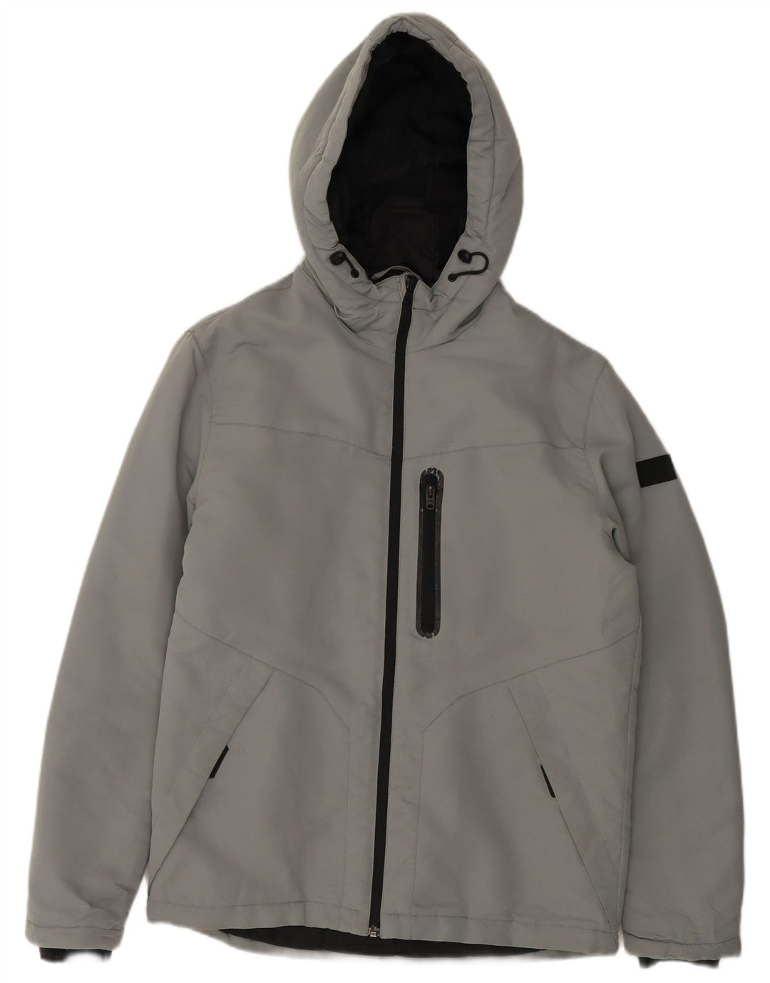 JACK & JONES Jachetă de vânt cu glugă pentru bărbați UK 38 Poliester mediu gri