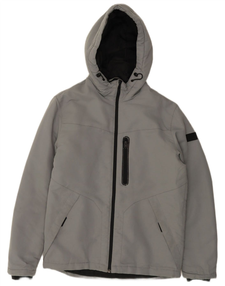 JACK & JONES Jachetă de vânt cu glugă pentru bărbați UK 38 Poliester mediu gri