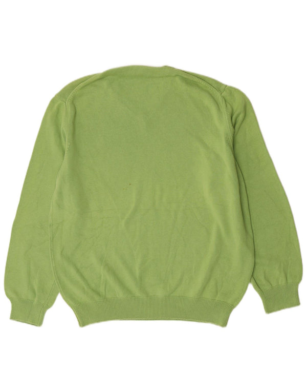 Pulover cu decolteu în V Henry Cottons pentru bărbați, bumbac verde 3XL