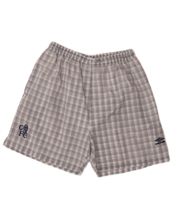 Pantaloni scurți sport Umbro pentru bărbați, nailon cu carouri medii bleumarin