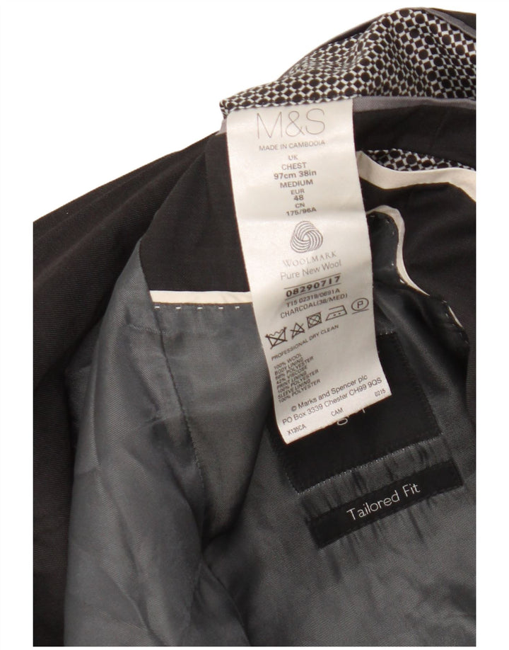 Sacou Marks & Spencer pentru bărbați cu 2 nasturi, UK 38, lână nouă, gri mediu