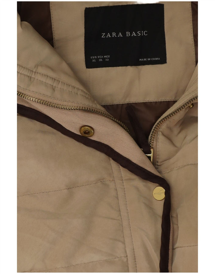 Jachetă căptușită pentru femei Zara UK 18 XL poliester bej