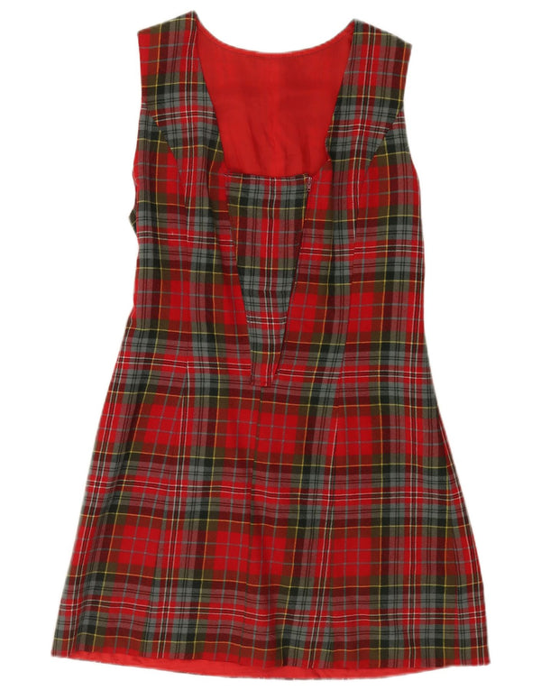 Rochie vintage pentru femei fără mâneci, în formă de A, UK 12, carouri roșii medii