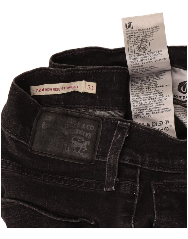 Blugi drepti cu talie înaltă pentru femei LEVI'S 724 W31 L26 bumbac gri