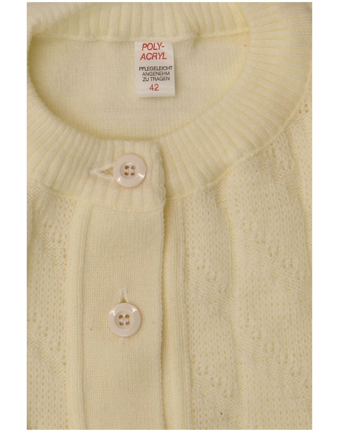 Pulover cardigan pentru femei VINTAGE IT 42 Medium Acrilic alb aproape