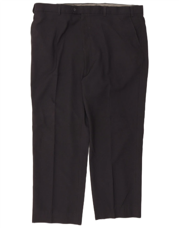 Marks & Spencer Pantaloni de costum pentru bărbați, drepti, cu croiala normală, L42 L29, negri