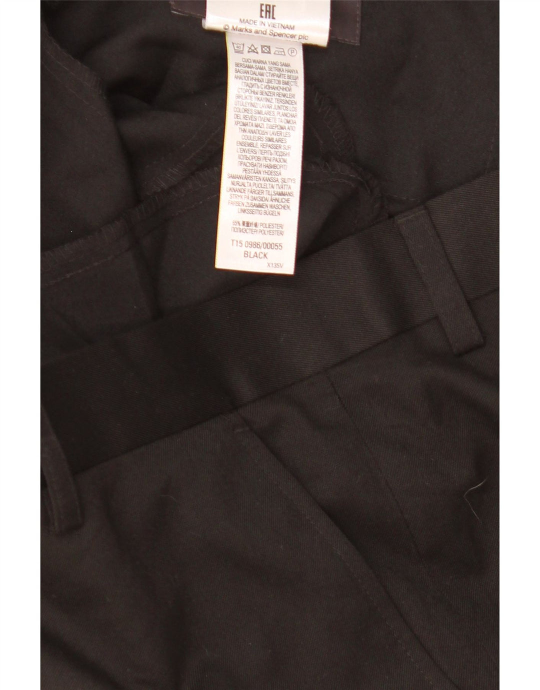 Pantaloni de costum obișnuiți pentru bărbați Marks & Spencer L36 L25 Poliester negru