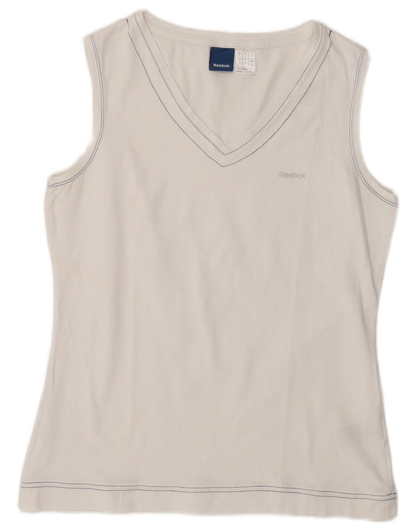 Vest Top pentru femei Reebok UK 14, mare, alb, bumbac