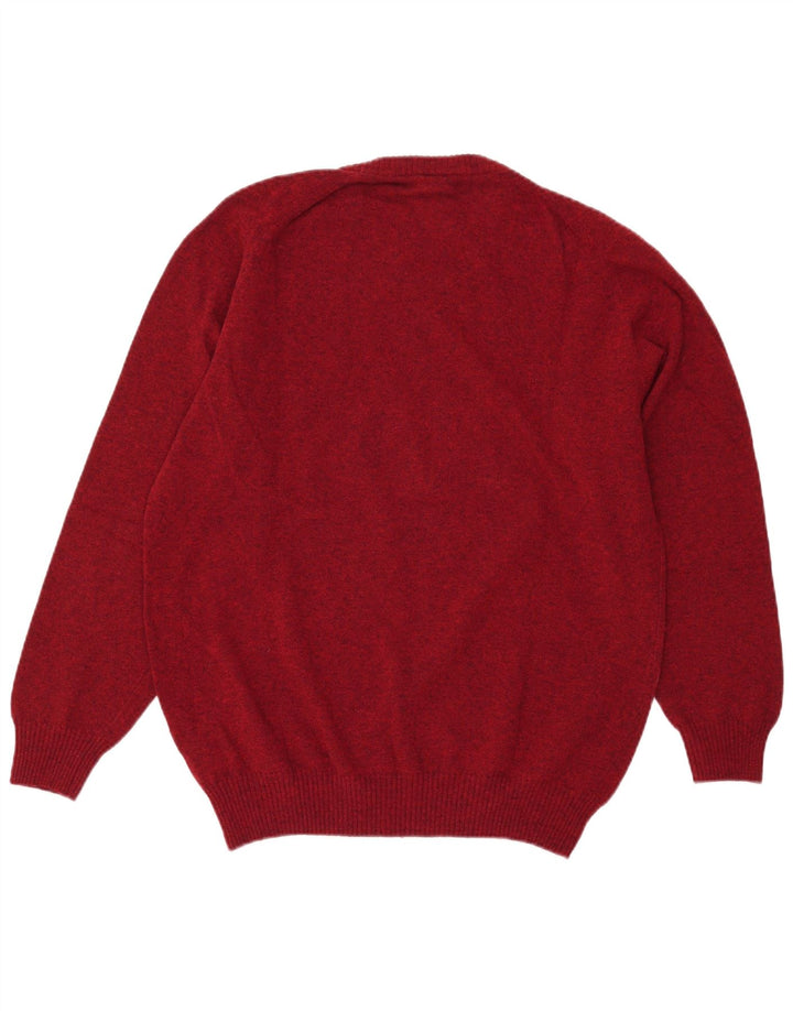 Pulover vintage pentru bărbați cu gât roșu IT 50/52 maro mediu cu pete