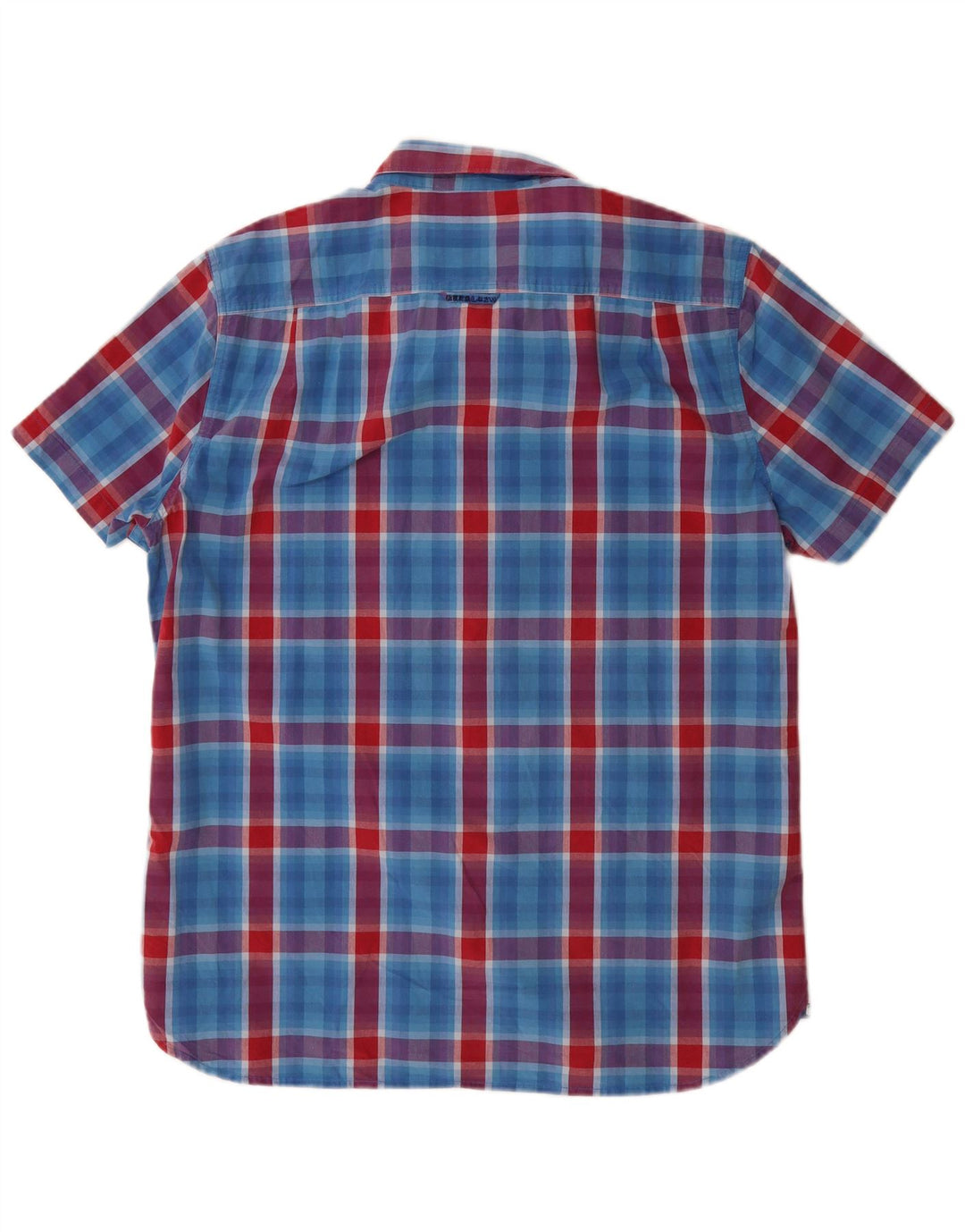 Cămașă cu mânecă scurtă pentru bărbați Superdry 2XL, bumbac cu carouri albastre