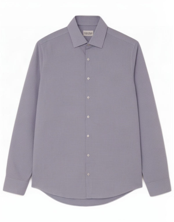 Cămașă pentru bărbați Calvin Klein Slim Fit Mărimea 39 15 1/2 Bumbac cu carouri albastru mediu