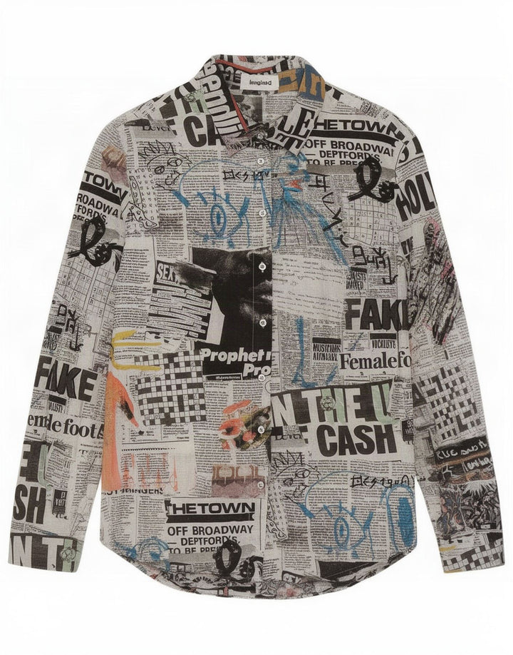Cămașă Desigual pentru femei Newspaper Graphic UK 14 Medium Multicolor Bumbac