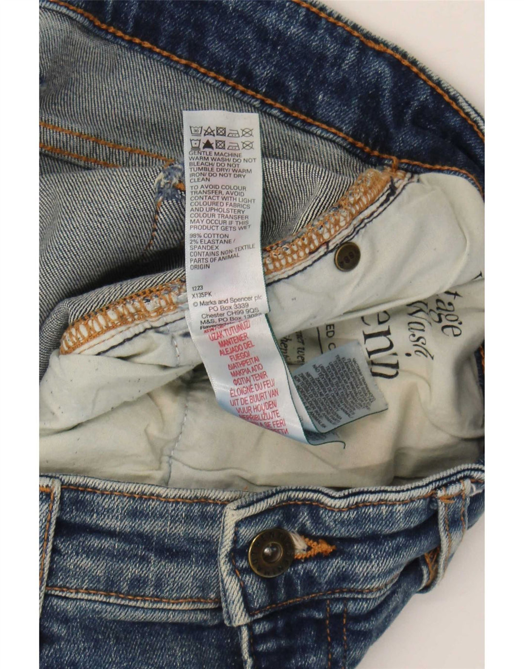 Blugi drepti pentru bărbați Marks & Spencer W36 L29 Bumbac albastru