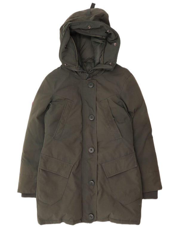 Palton căptușit cu glugă Superdry pentru femei UK 10, nailon verde mic