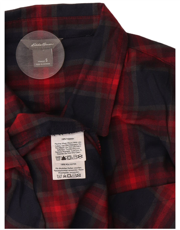 Cămașă de flanel pentru femei EDDIE BAUER UK 10, poliester cu carouri bleumarin mic
