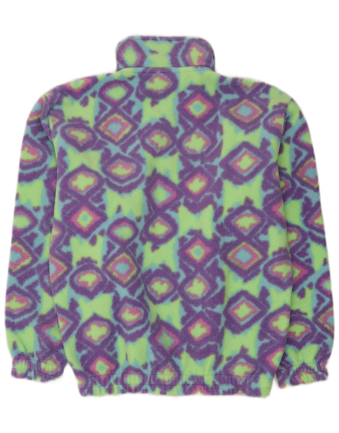 Pulover Fila pentru băieți, cu gât cu nasturi, fleece, 13-14 ani, verde, geometric, poliester