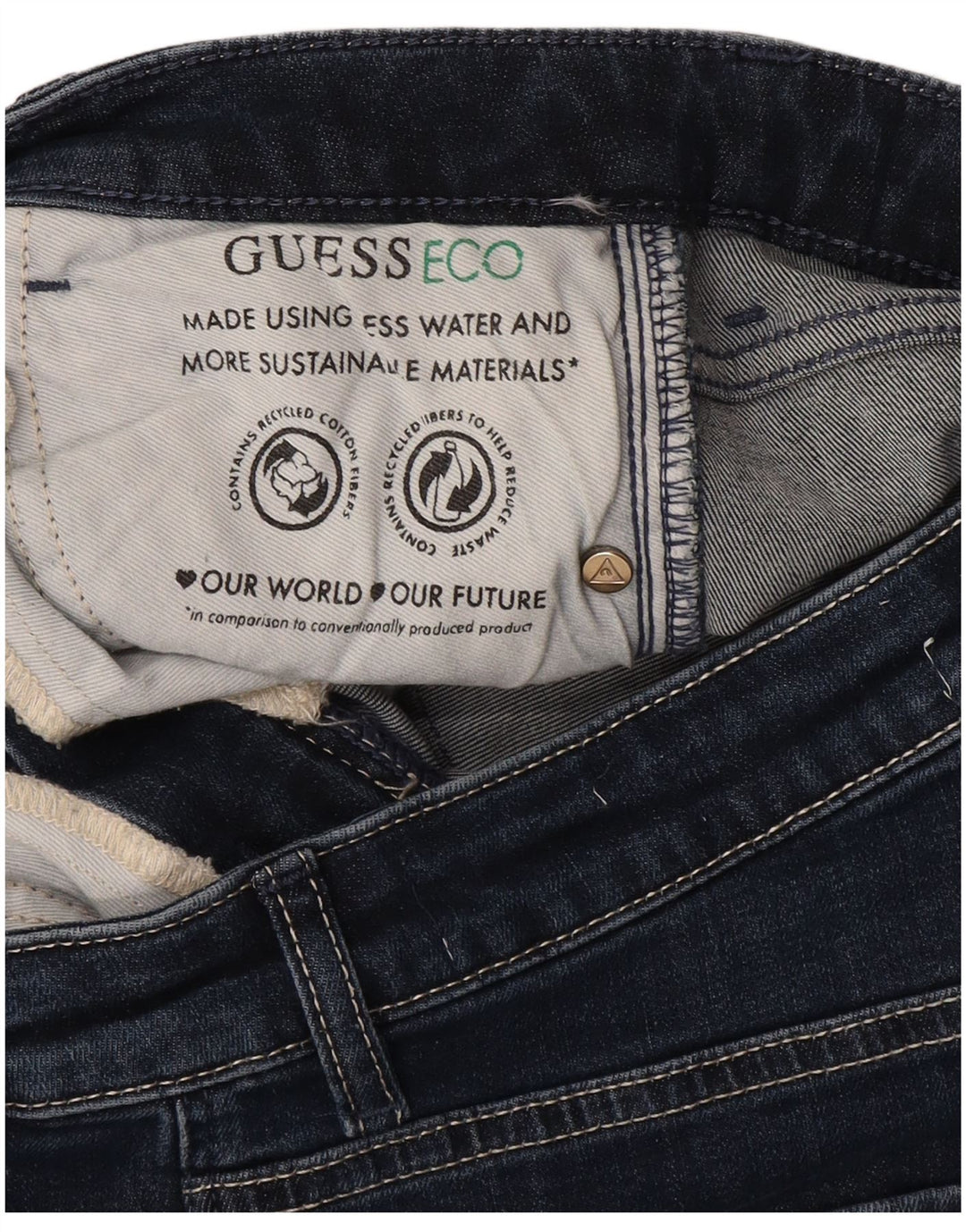 Blugi GUESS Eco drepti pentru femei W28 L27 bumbac bleumarin