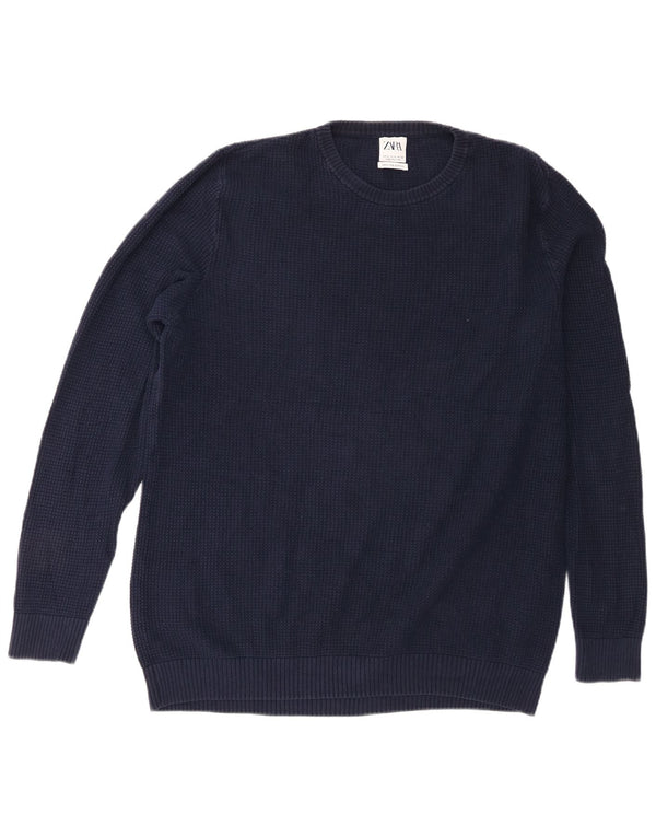 Pulover pentru bărbați Zara, cu gât crew, XL, bleumarin