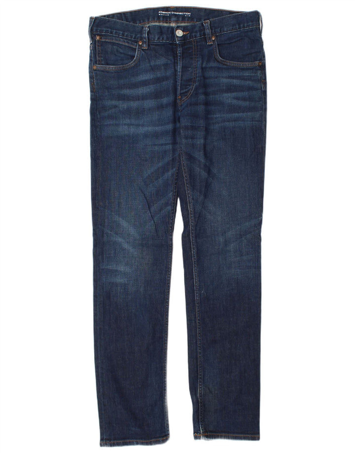 Blugi slim pentru bărbați French Connection L30 L33 Bumbac bleumarin