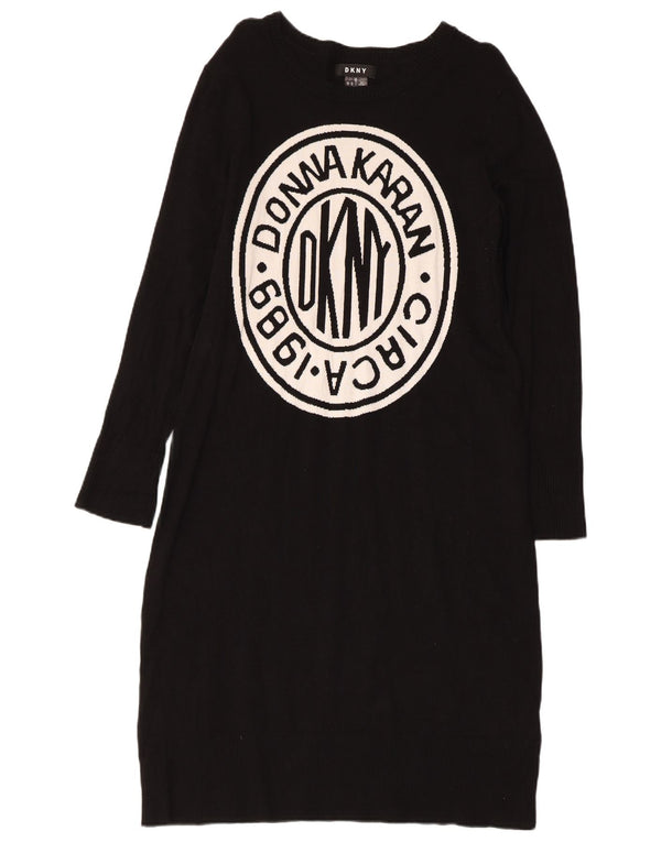 Dkny Rochie Jumper cu mânecă lungă pentru femei UK 12 Medium Black Viscose
