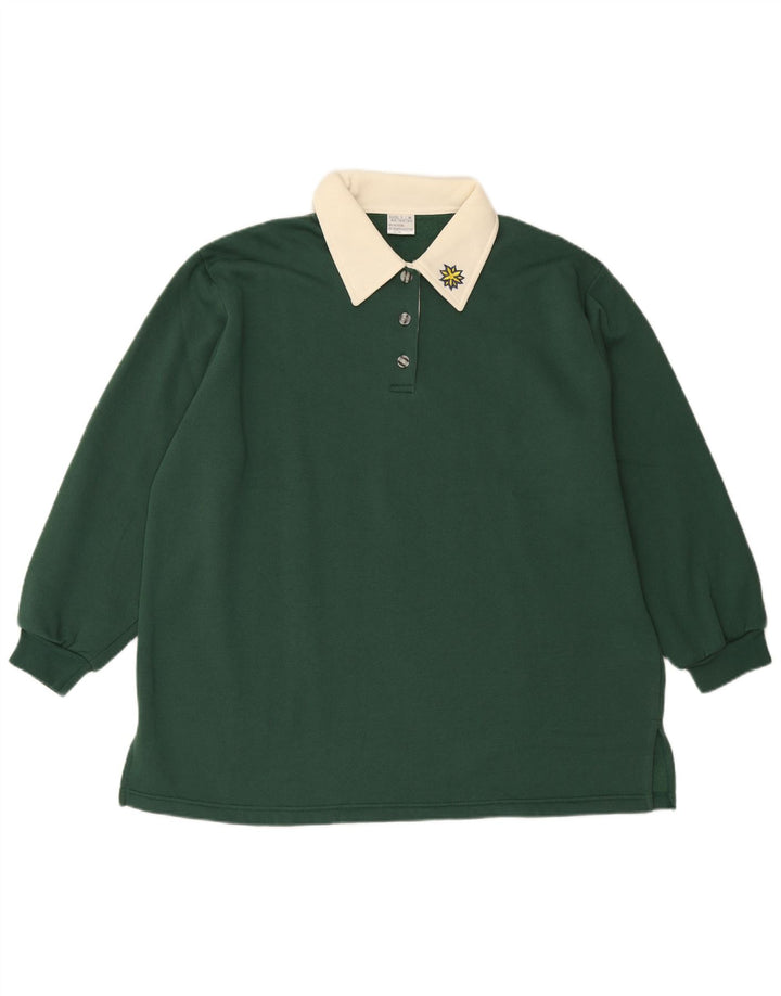Pulover VINTAGE pentru femei cu gât polo și pulover UK 22/24 3XL Poliester verde