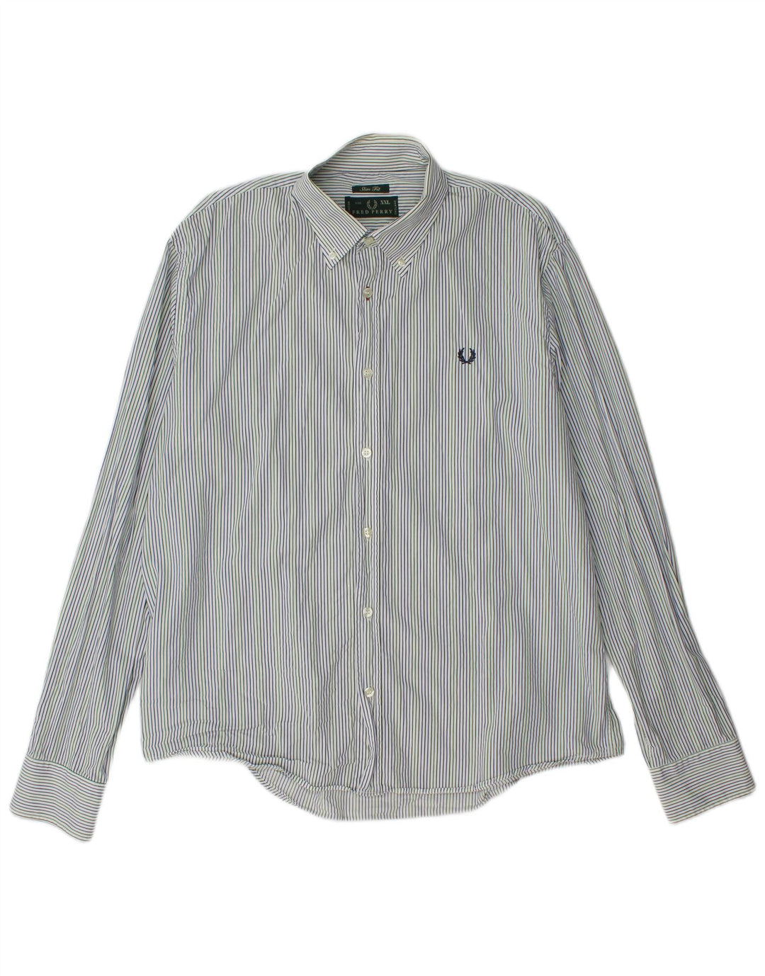 Cămașă pentru bărbați FRED PERRY Slim Fit 2XL, bumbac cu dungi albastre