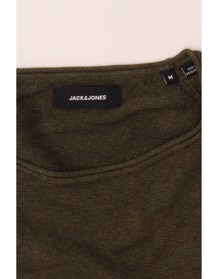 JACK & JONES Mens Crew Neck Jumper Sweater Medium Khaki Cotton Vintage Jack & Jones and Second-Hand Jack & Jones from Messina Hembry 