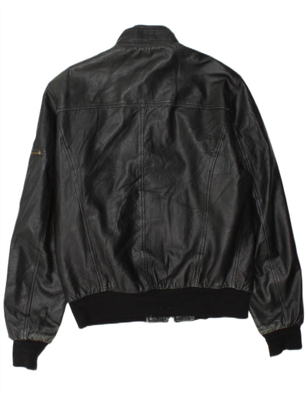 Jachetă de piele vintage pentru bărbați UK 44 2XL din piele neagră