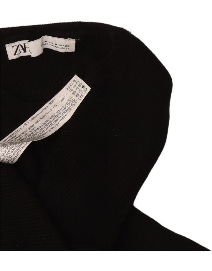 Top femeie Zara cu mânecă lungă UK 12 Medium Black Viscose