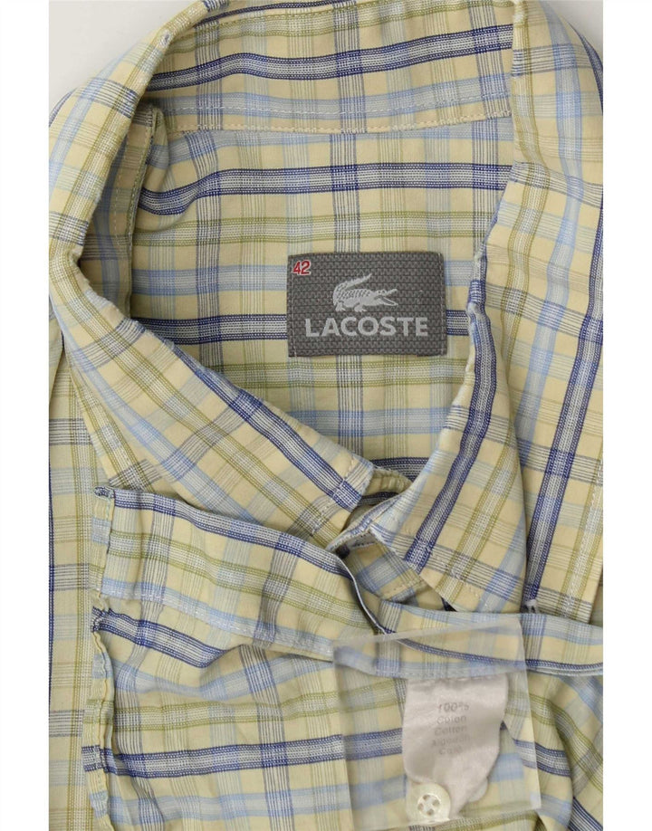 Cămașă pentru bărbați Lacoste cu mânecă scurtă, mărimea 42, bumbac cu carouri verzi mari