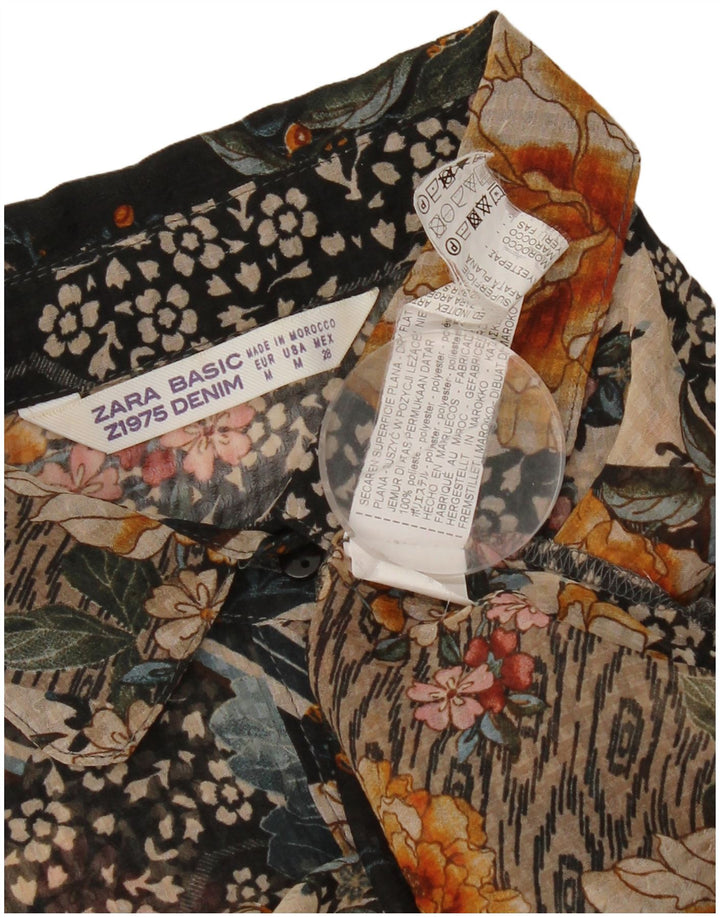 Bluză cămașă pentru femei Zara UK 14 Poliester Floral Multicolor Mediu