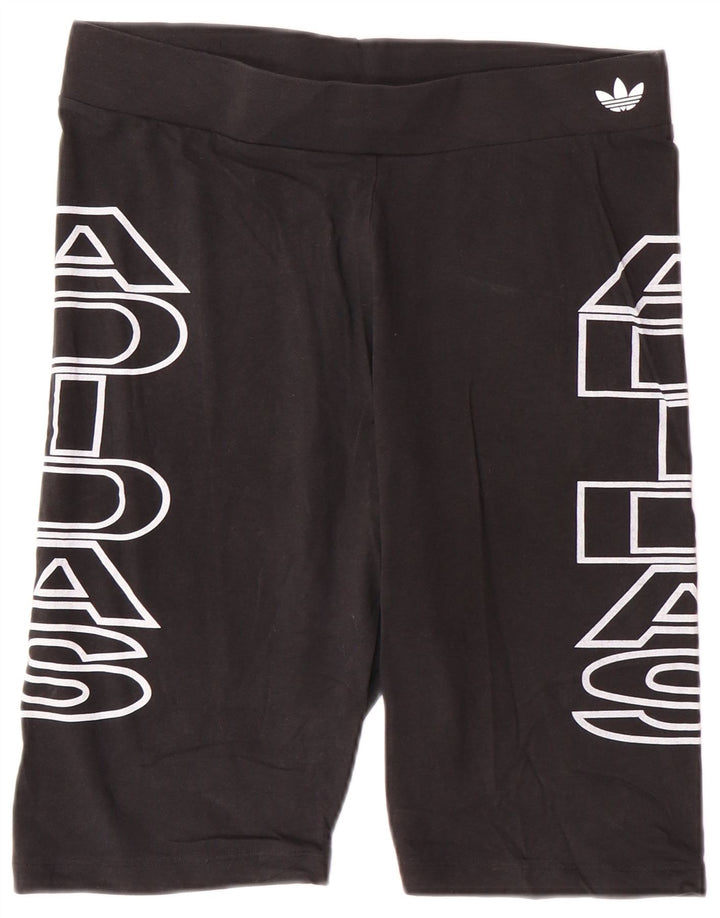 Pantaloni scurți sport grafic ADIDAS pentru femei UK 18 XL bumbac negru