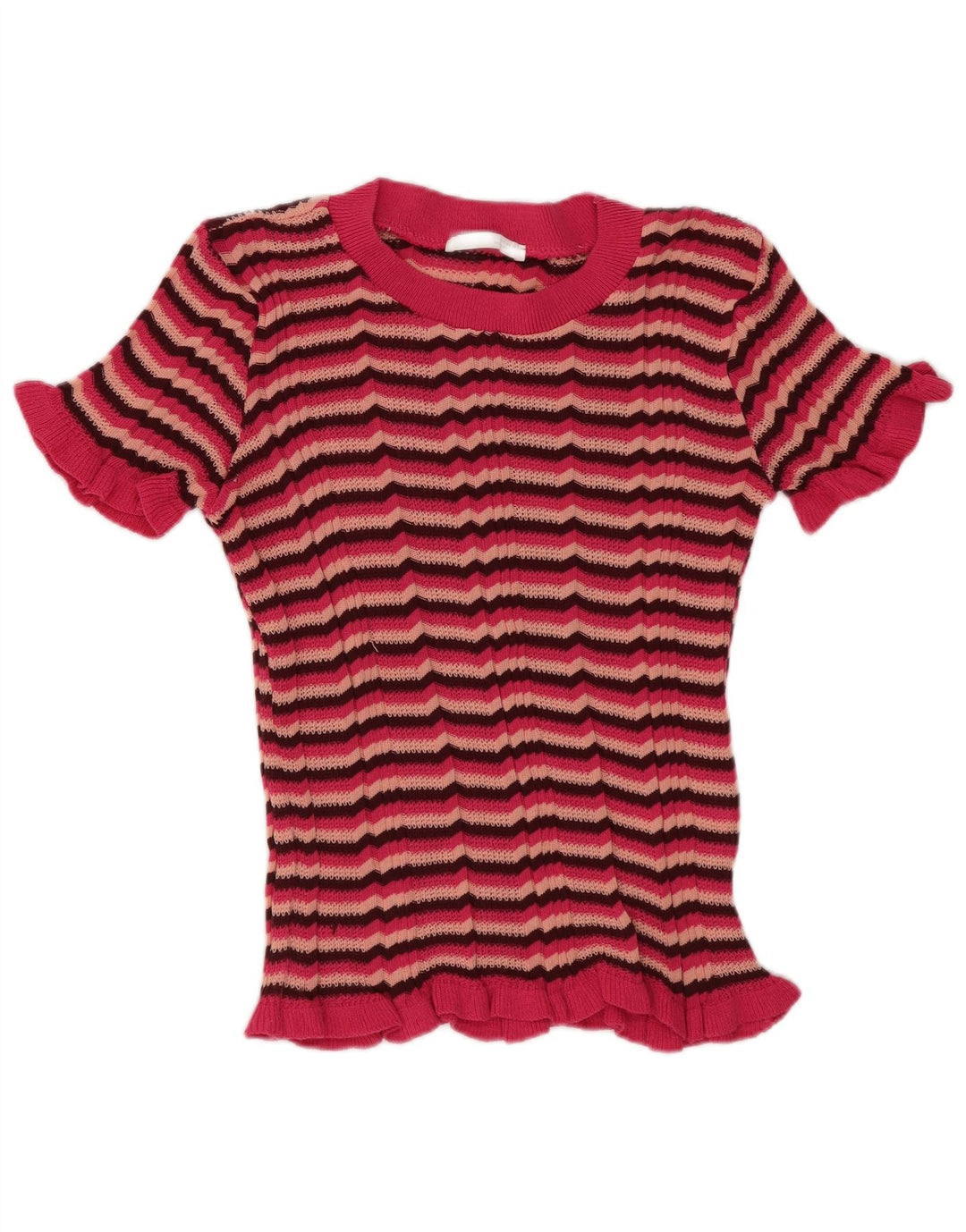 Tricou pentru femei Zara UK 8 Poliester cu dungi roz mici