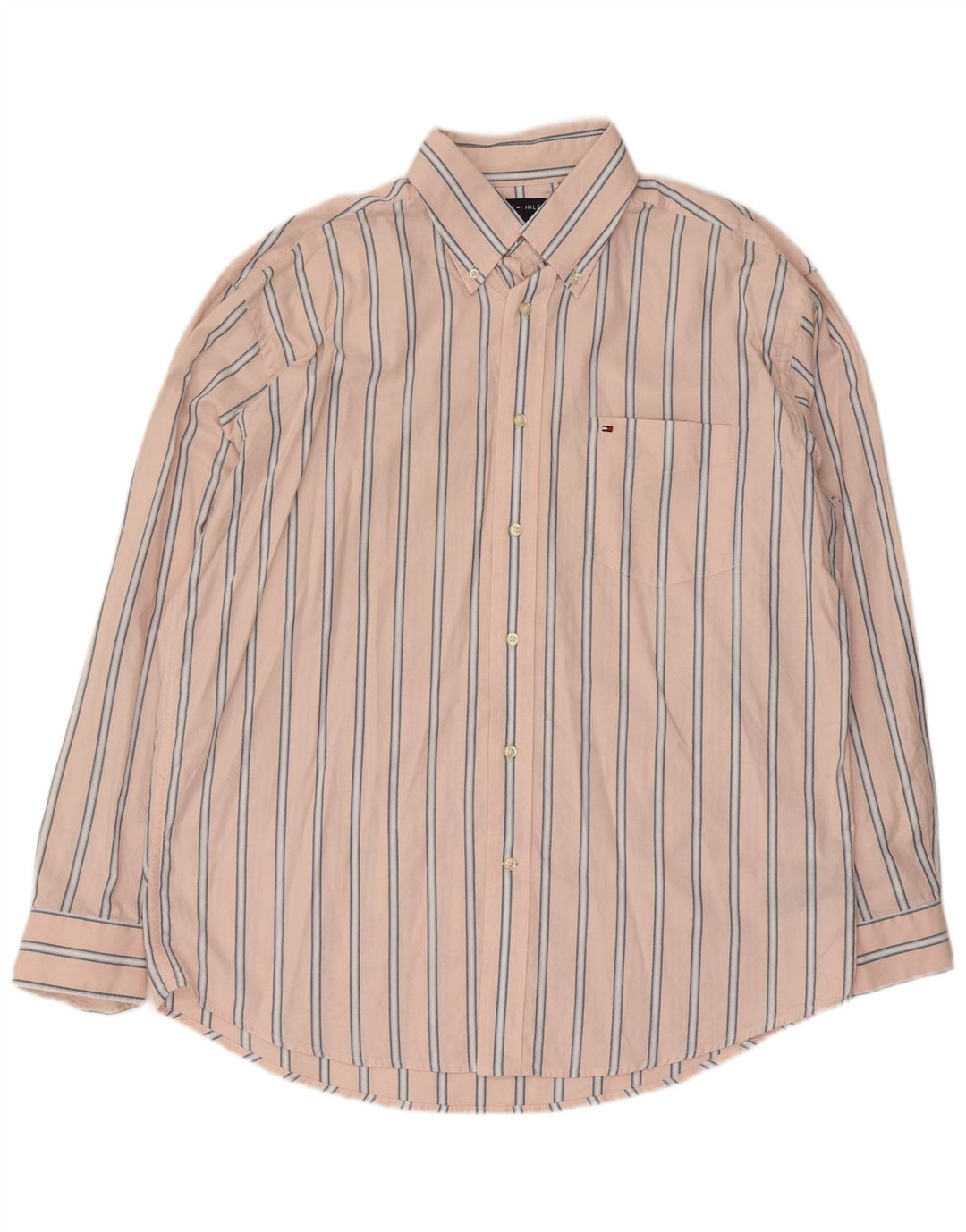Cămașă Tommy Hilfiger pentru bărbați, bumbac cu dungi mari, roz