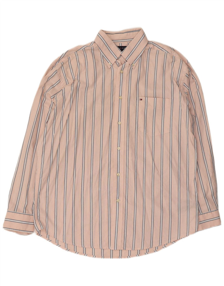 Cămașă Tommy Hilfiger pentru bărbați, bumbac cu dungi mari, roz