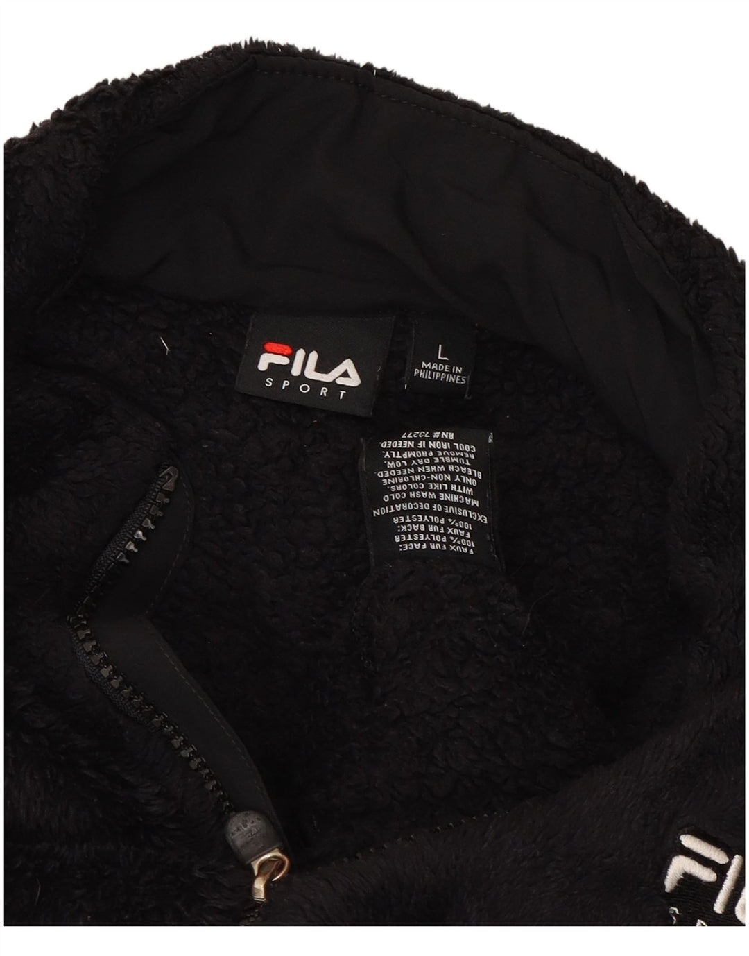 FILA Womens Fleece Jacket UK 14 Large Black Polyester