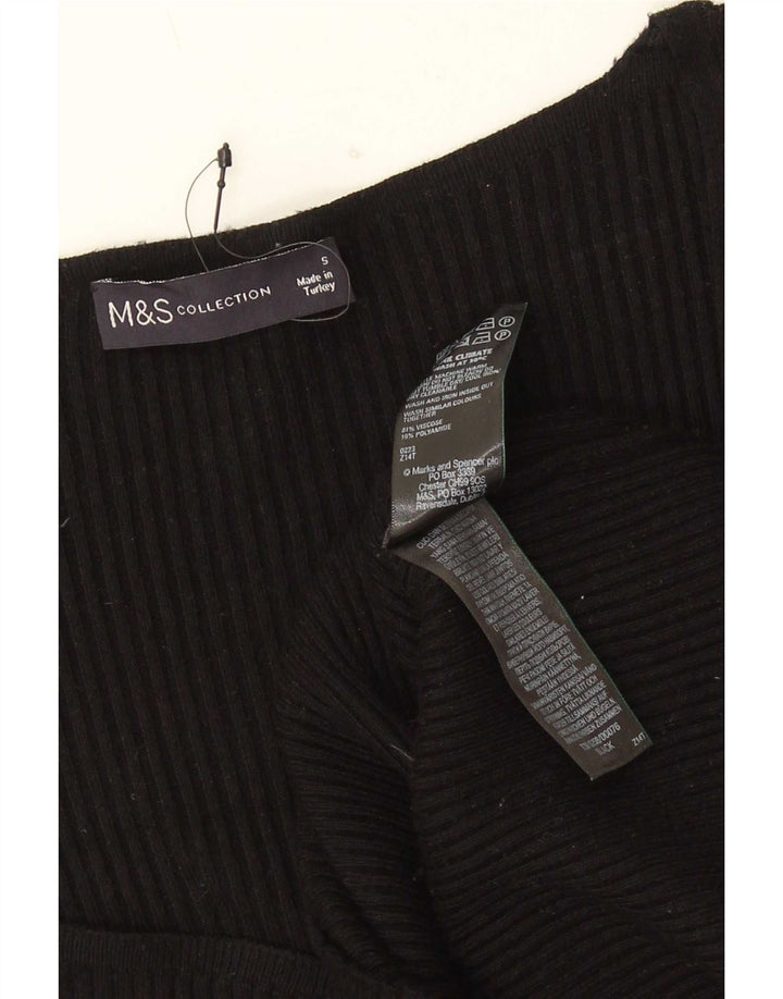Top pentru femei Marks & Spencer cu mânecă lungă UK 8 mic, negru, viscoză