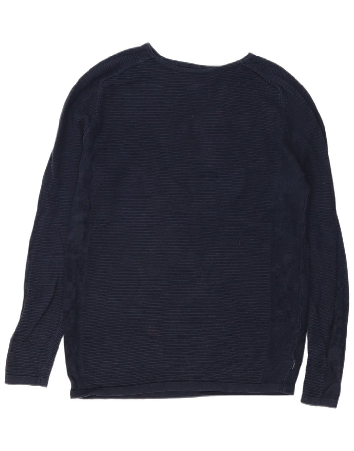 Top pentru bărbați Jack & Jones cu mânecă lungă, mediu bleumarin, bumbac cu dungi